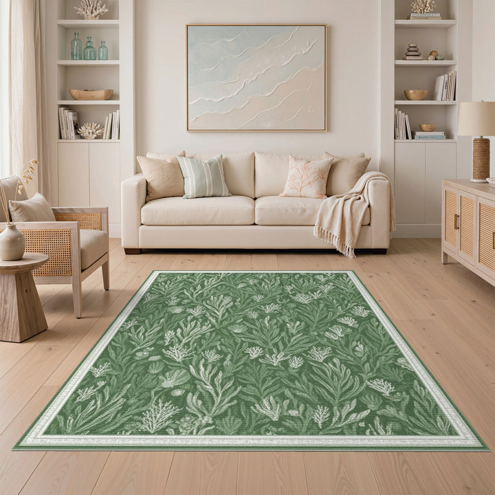 Green Coastal Seaweed Area Rug