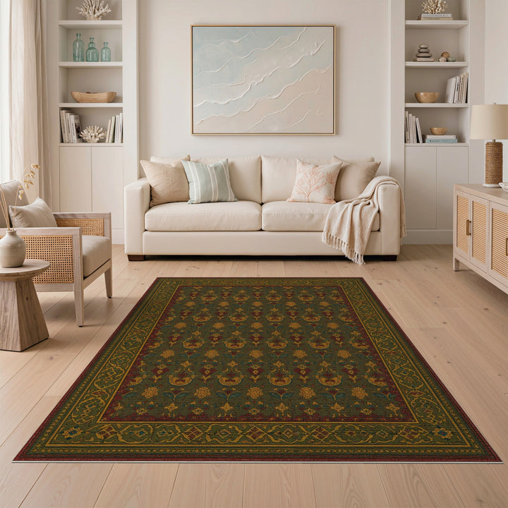 Green Persian Floral Area Rug