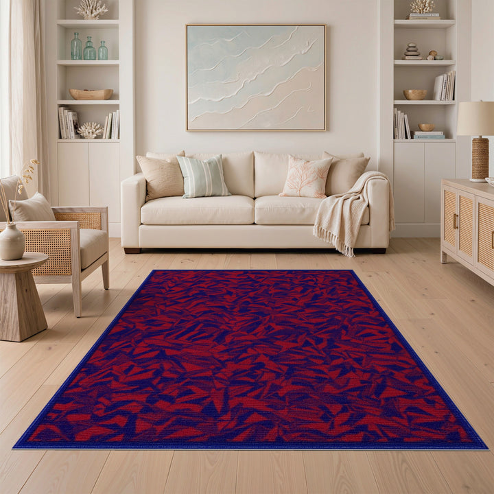 Red Abstract Geometric Area Rug
