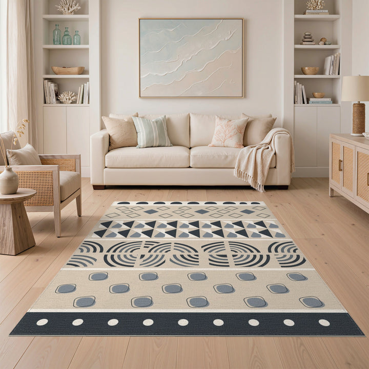 Beige Geometric Modern Area Rug