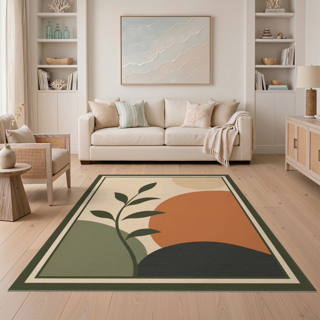 Minimalist Botanical Abstract Area Rug