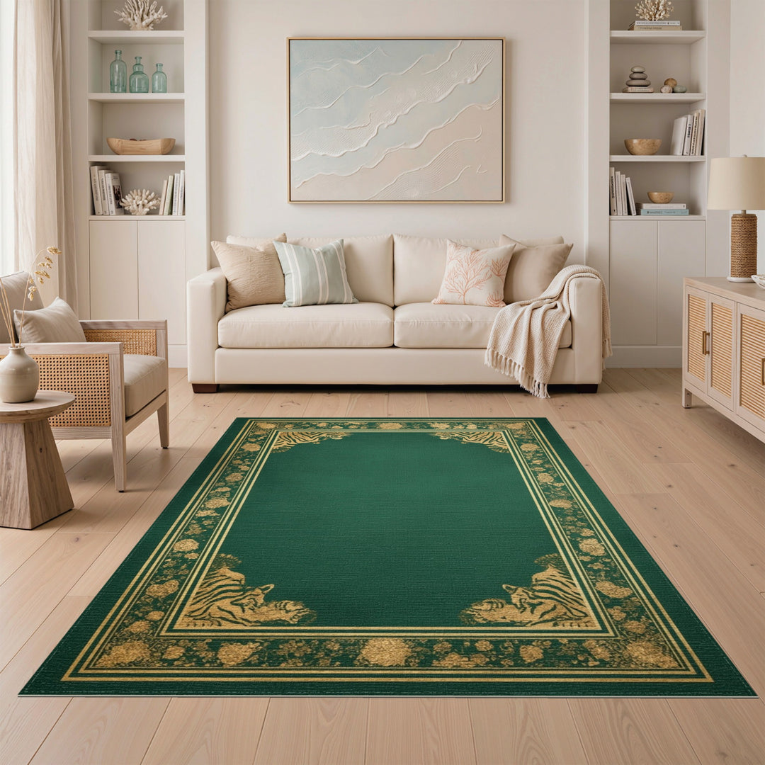 Green Tiger Floral Area Rug