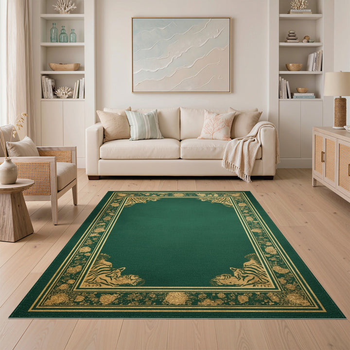 Green Tiger Floral Area Rug
