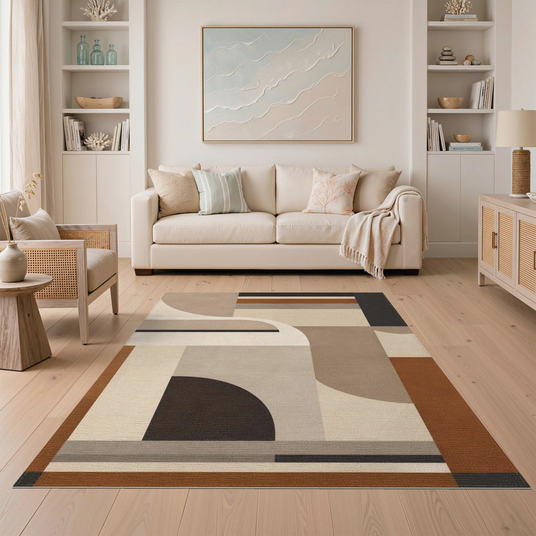 Geometric Modern Beige Tan Area Rug