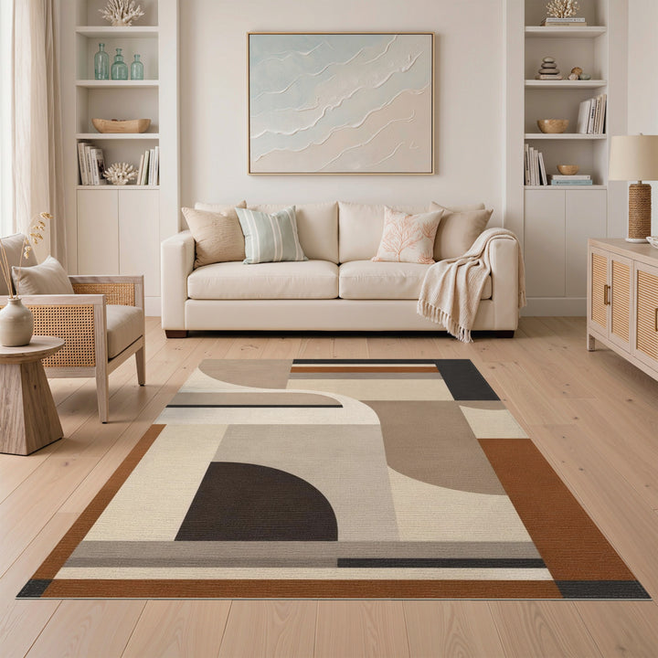 Geometric Modern Beige Tan Area Rug