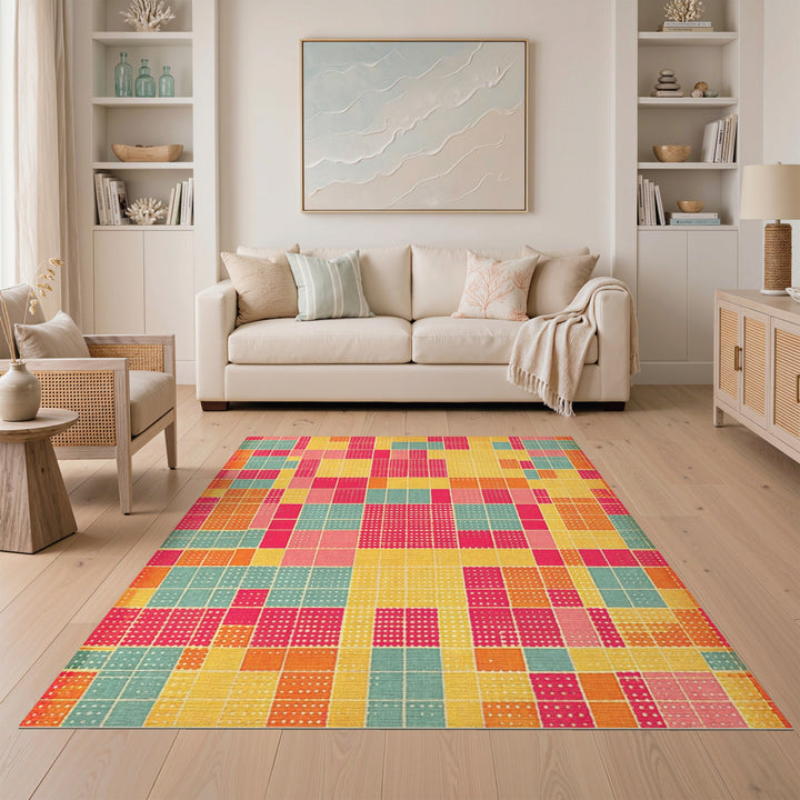 Vibrant Multi-Color Geometric Area Rug