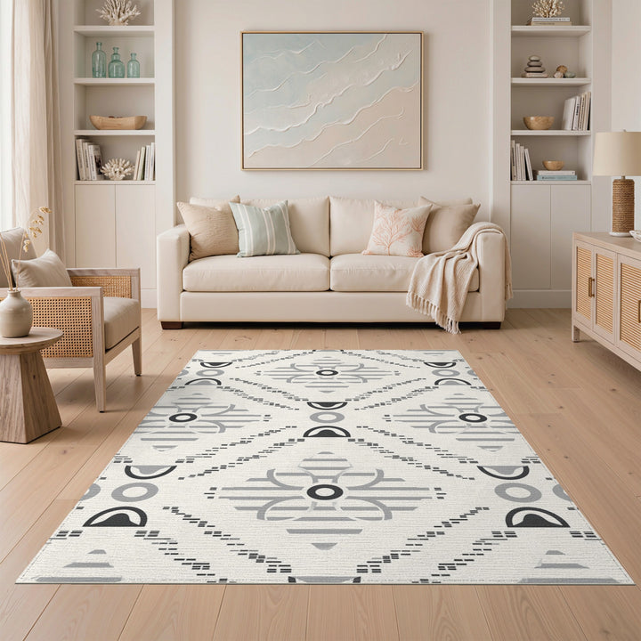Black White Geometric Area Rug