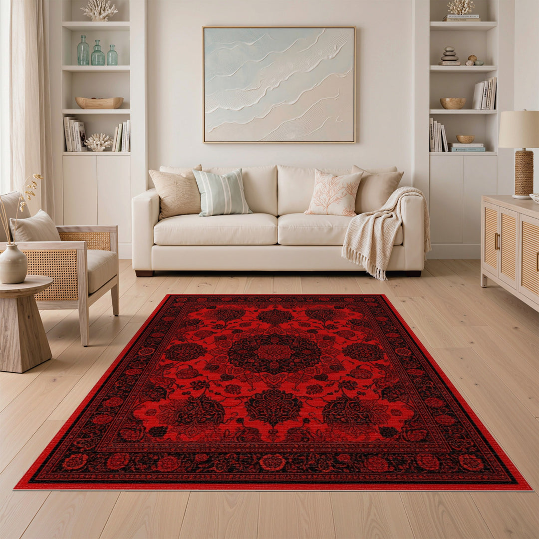 Red Floral Red Floral Persian Area Rug