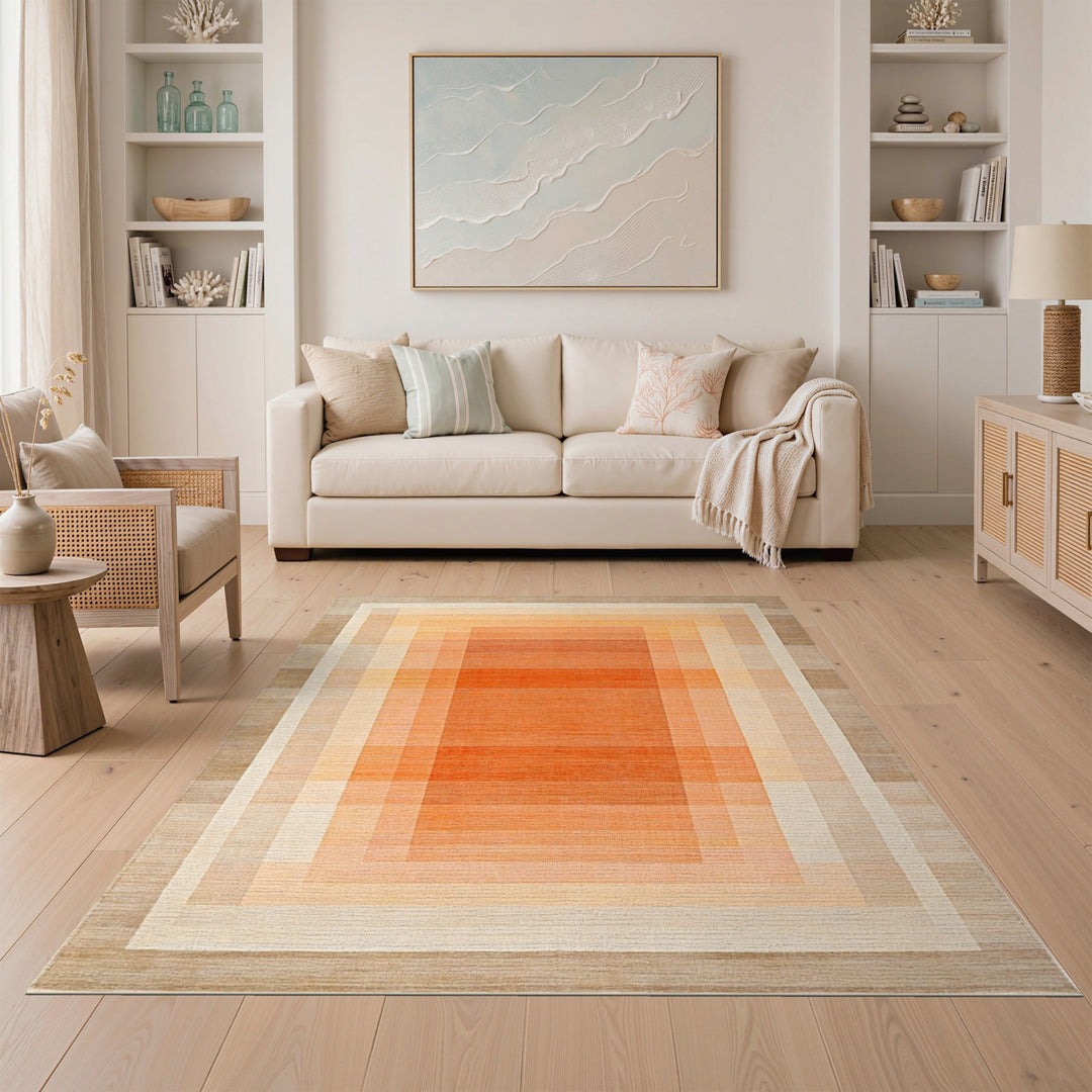 Orange Geometric Gradient Area Rug
