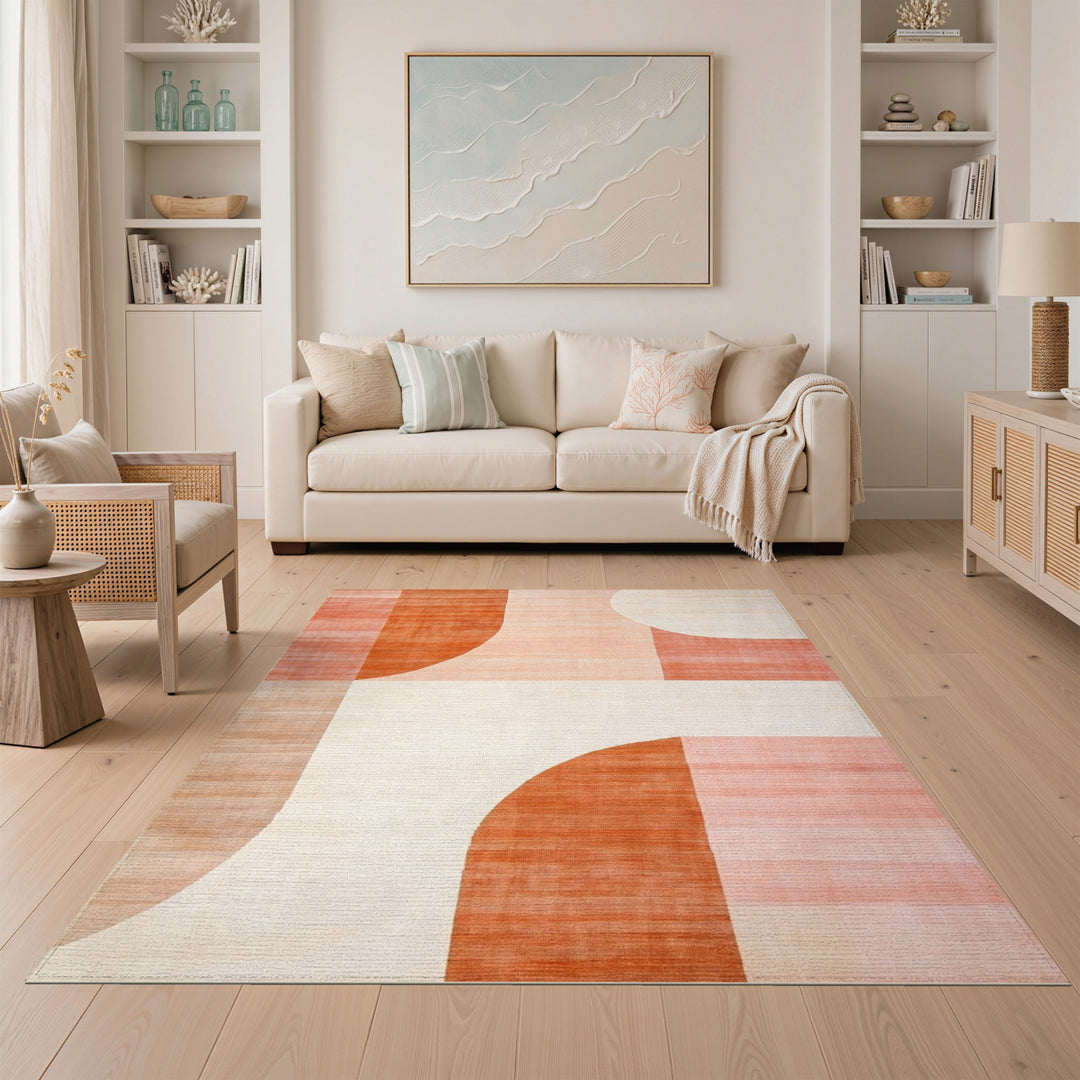 Orange Geometric Area Rug