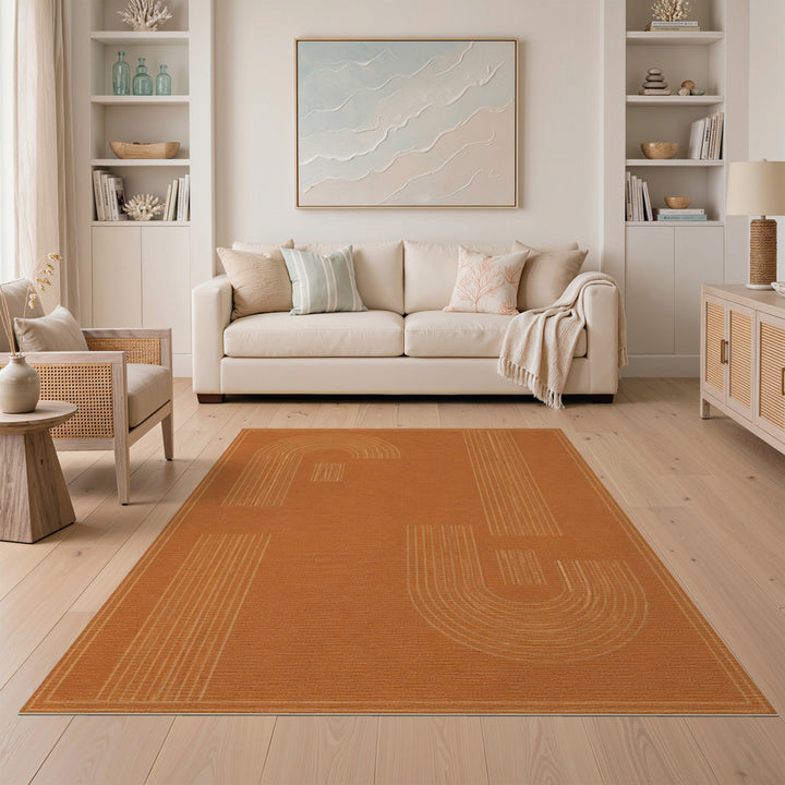 Arch Orange Geometric Arch Area Rug