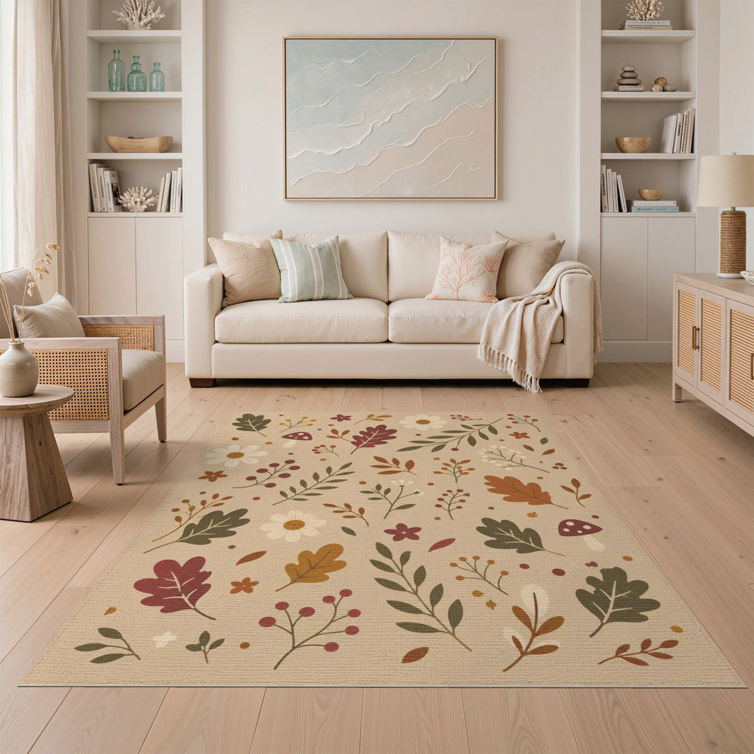 Autumn Oak Leaf Floral Area Rug