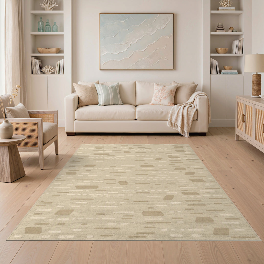 Abstract Area Beige and Neutral Beige Abstract Area Rug
