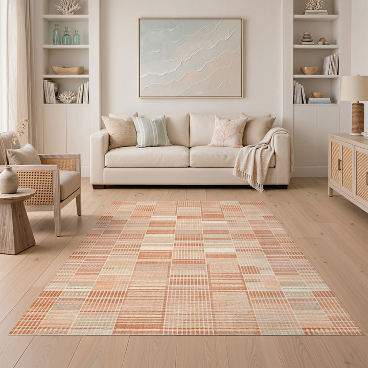 Geometric Modern Orange Geometric Striped Area Rug
