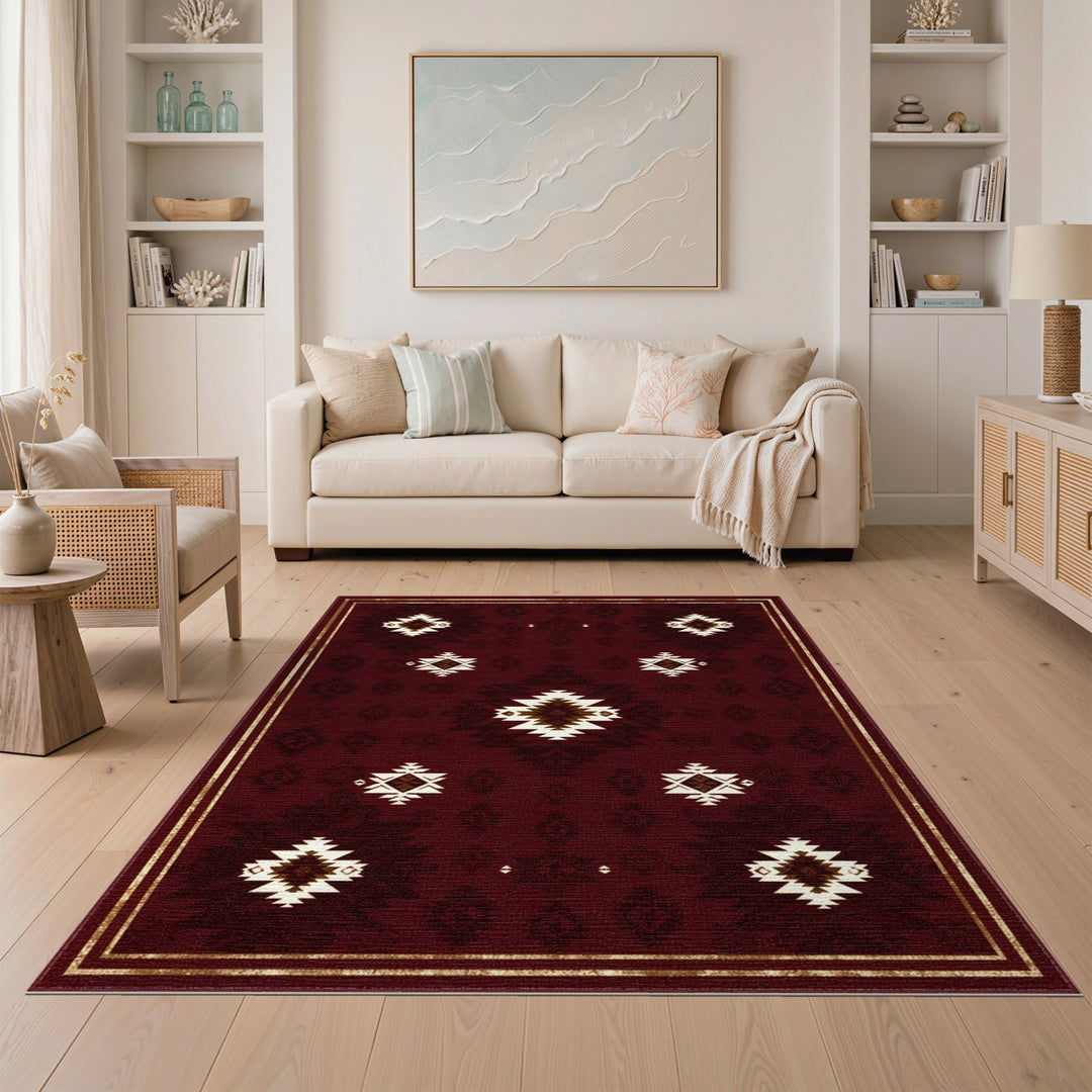 Red Southwestern Geometric Area Rug