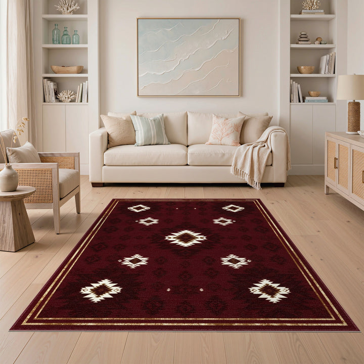 Red Southwestern Geometric Area Rug