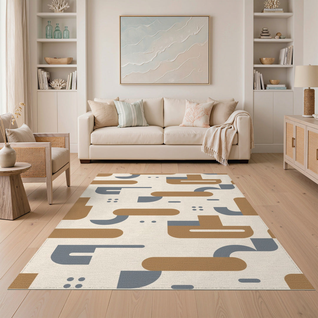 Abstract Brown and Tan Abstract Geometric Brown Area Rug