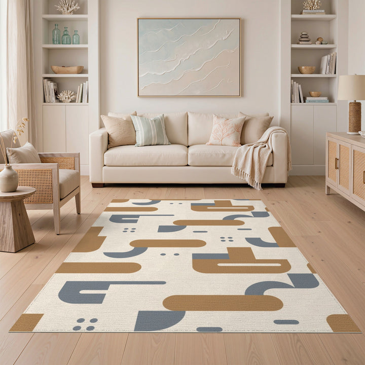 Abstract Brown and Tan Abstract Geometric Brown Area Rug