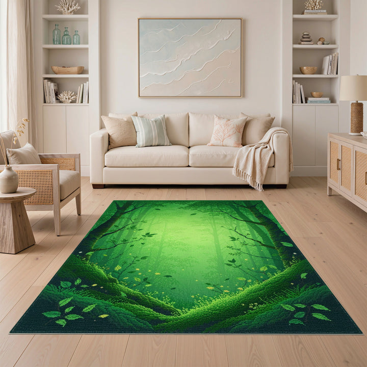 Lush Green Forest Area Rug