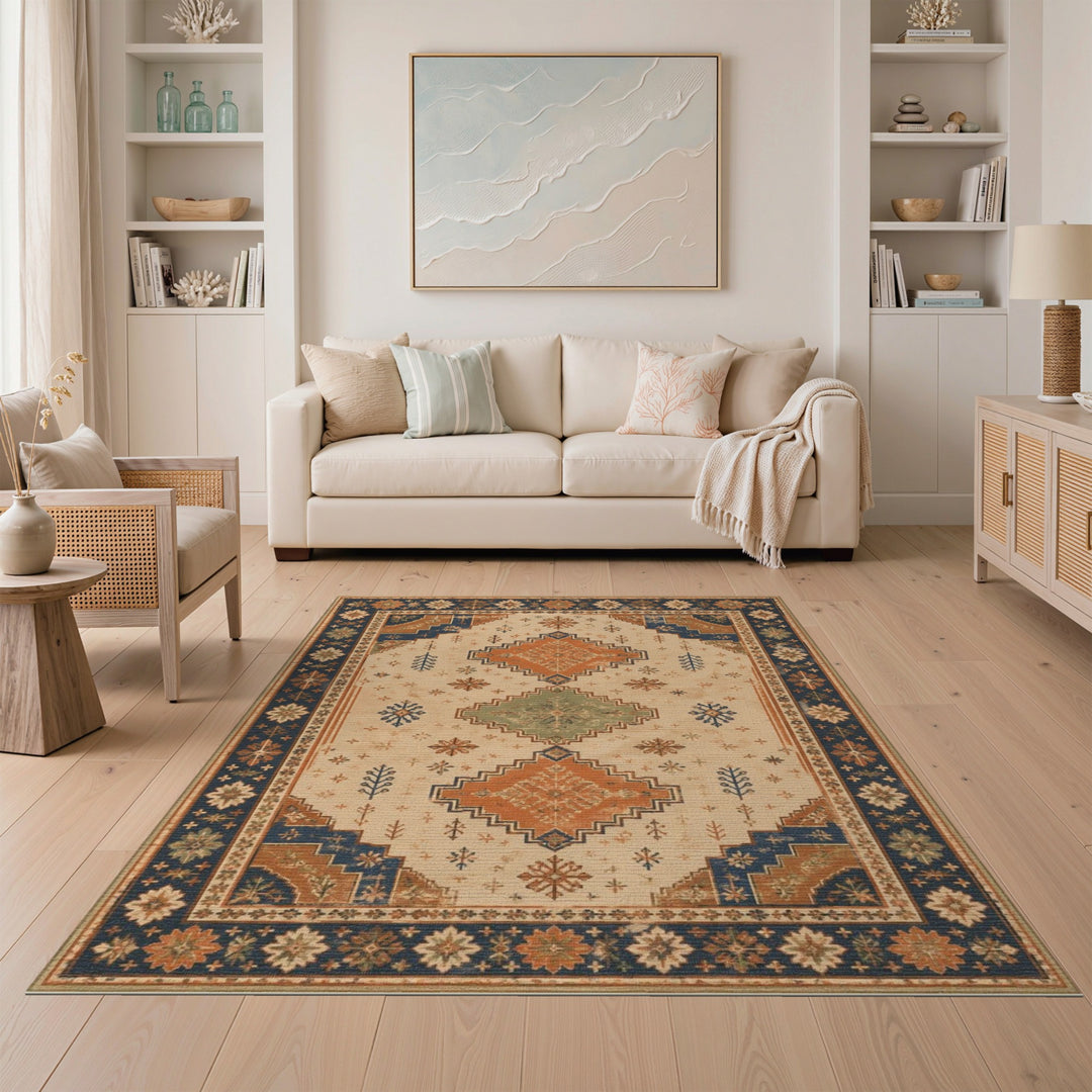 ODIKA Beige Heritage Tribal Area Rug
