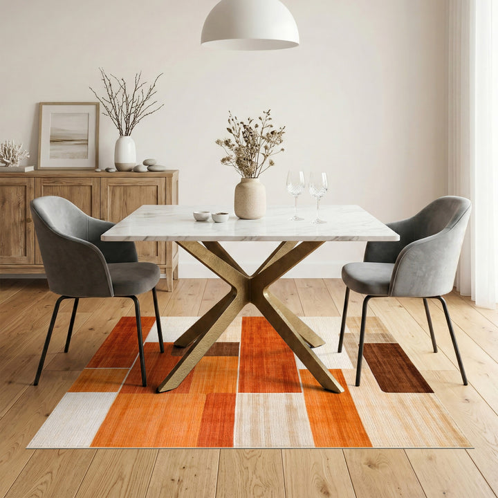 Geometric Brown Tan Area Rug