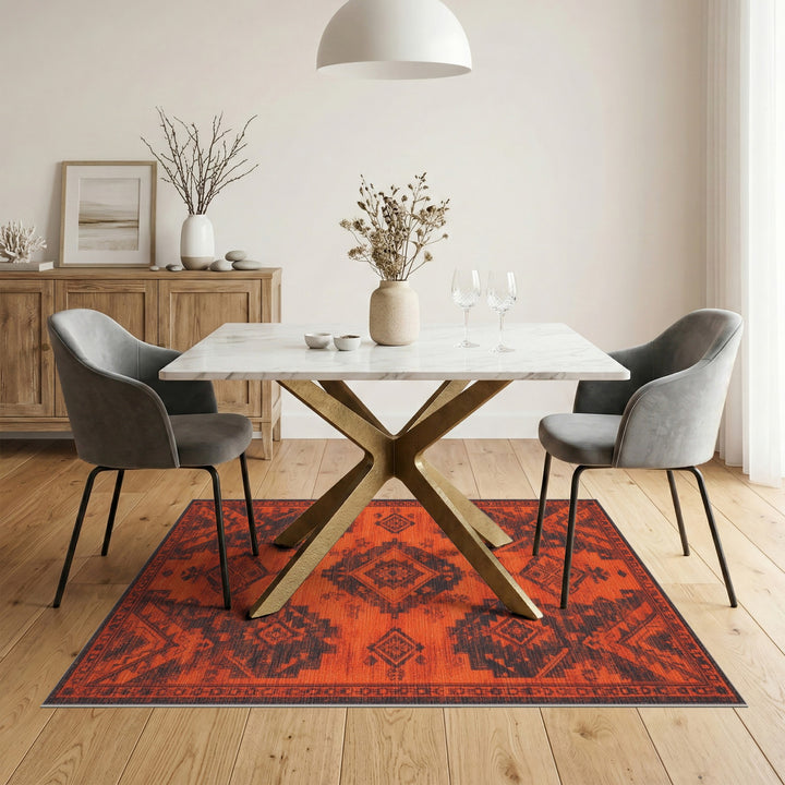 Orange Southwestern Geometric Area Rug