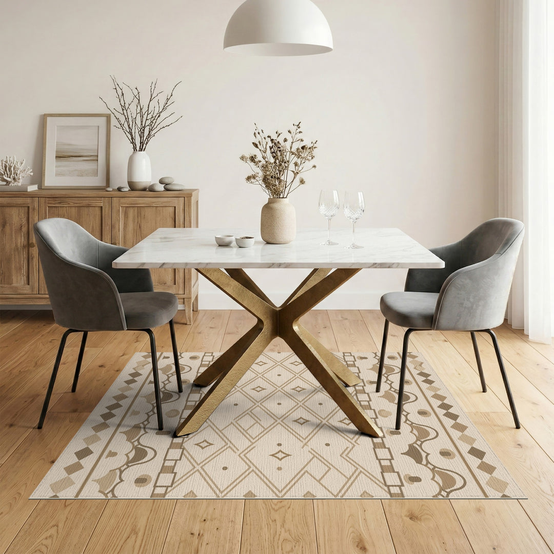 Beige Geometric Lattice Area Rug