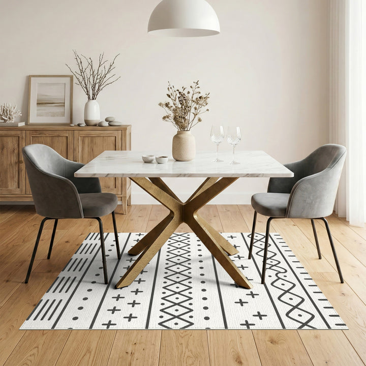 Black White Geometric Area Rug