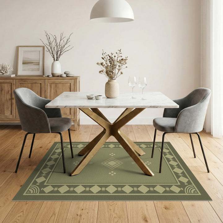 Diamond Green Geometric Diamond Area Rug