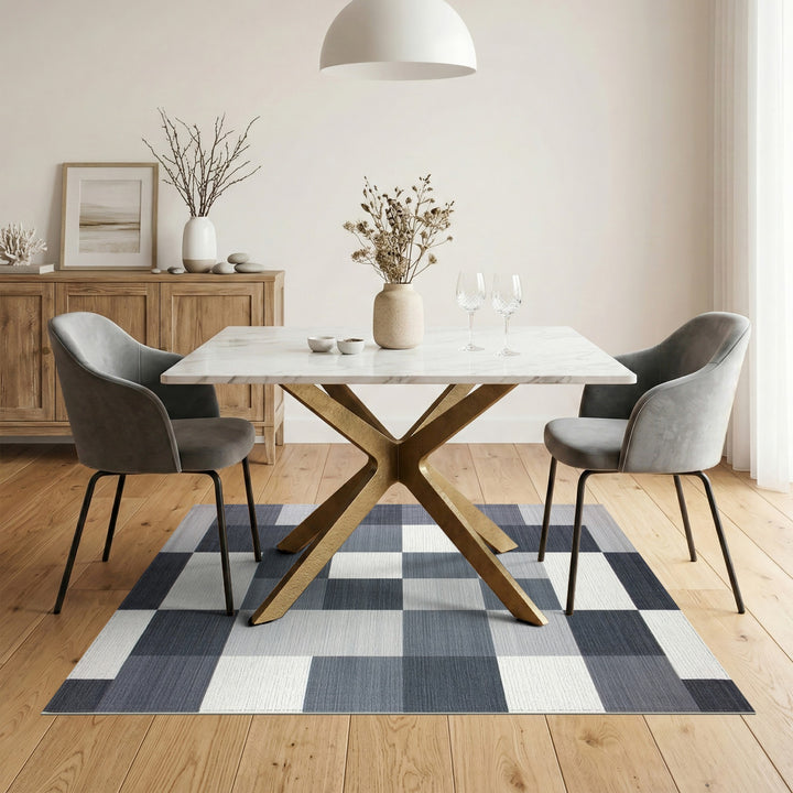 Black White Geometric Area Rug