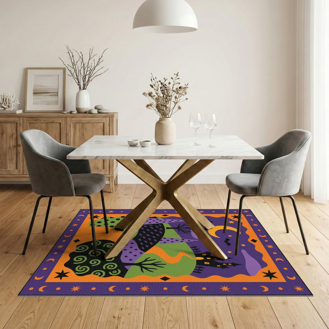 Halloween Castle Purple Kids Area Rug