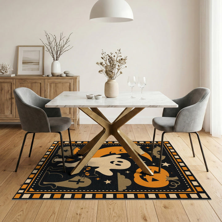 Whimsical Halloween Ghost Cat Area Rug