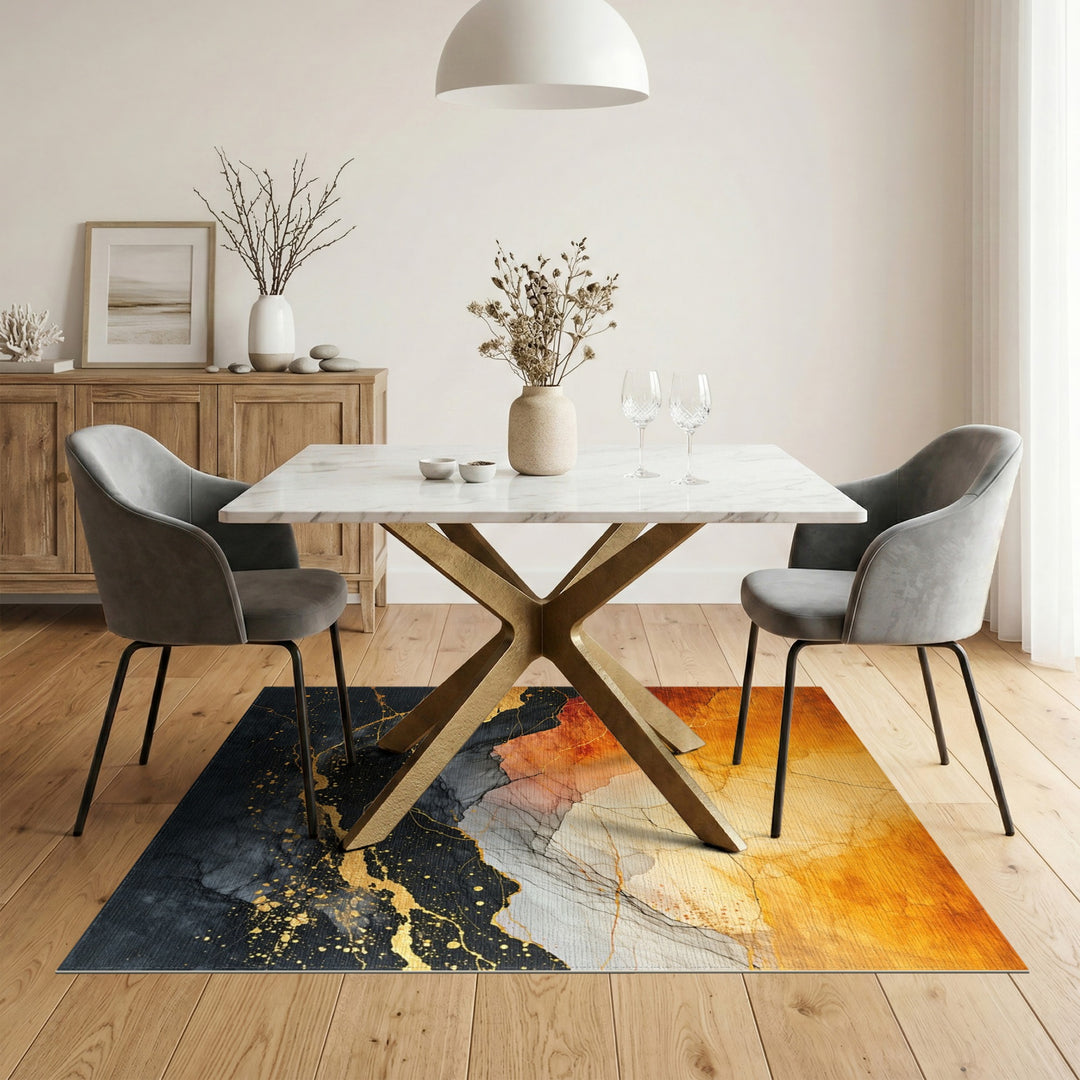 Abstract Gold and Orange Area Rug