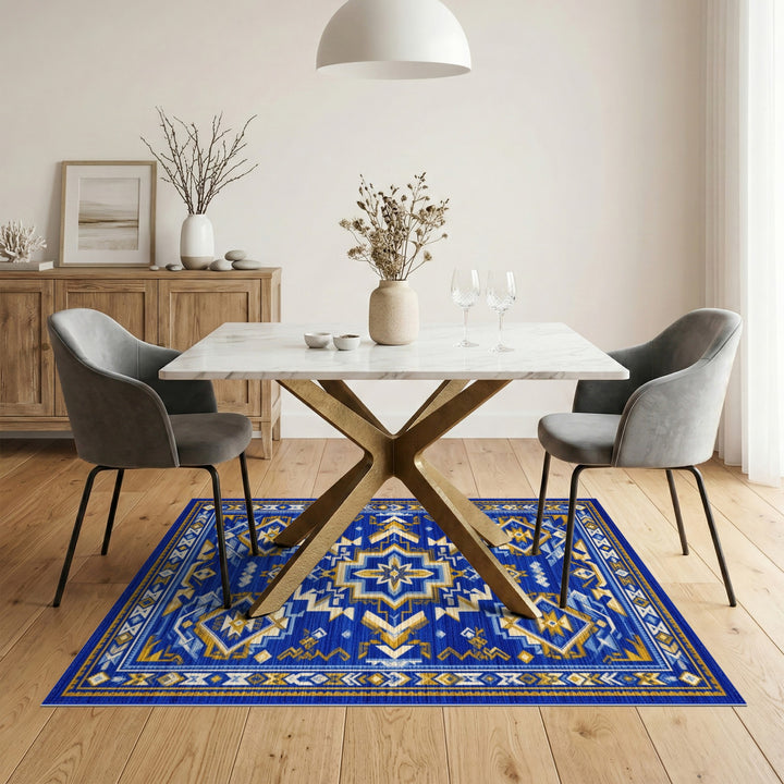 Geometric Blue Southwestern Geometric Area Rug