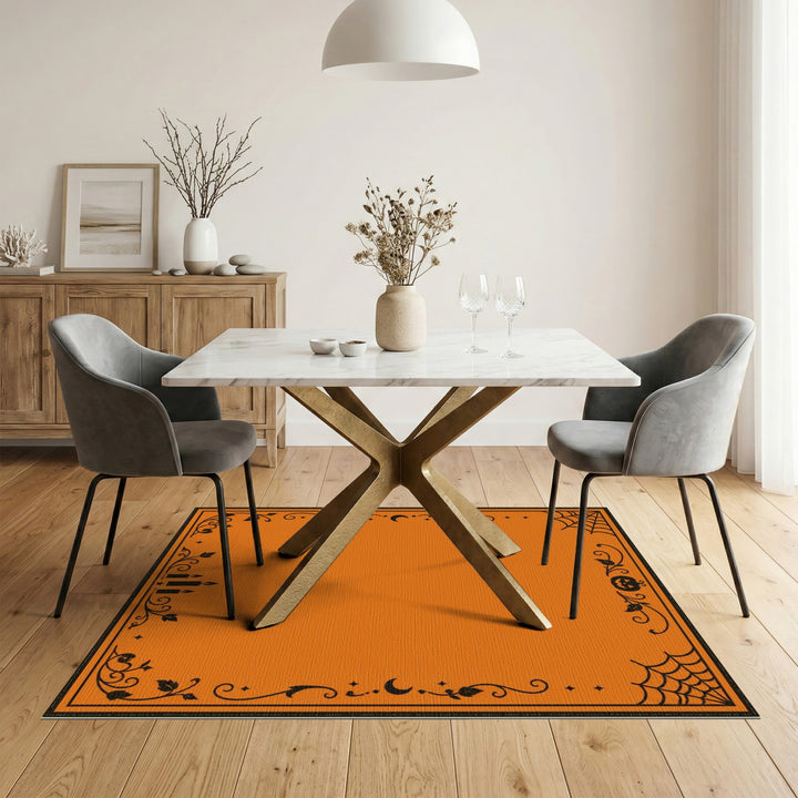 Orange Halloween Pumpkin Kids Area Rug