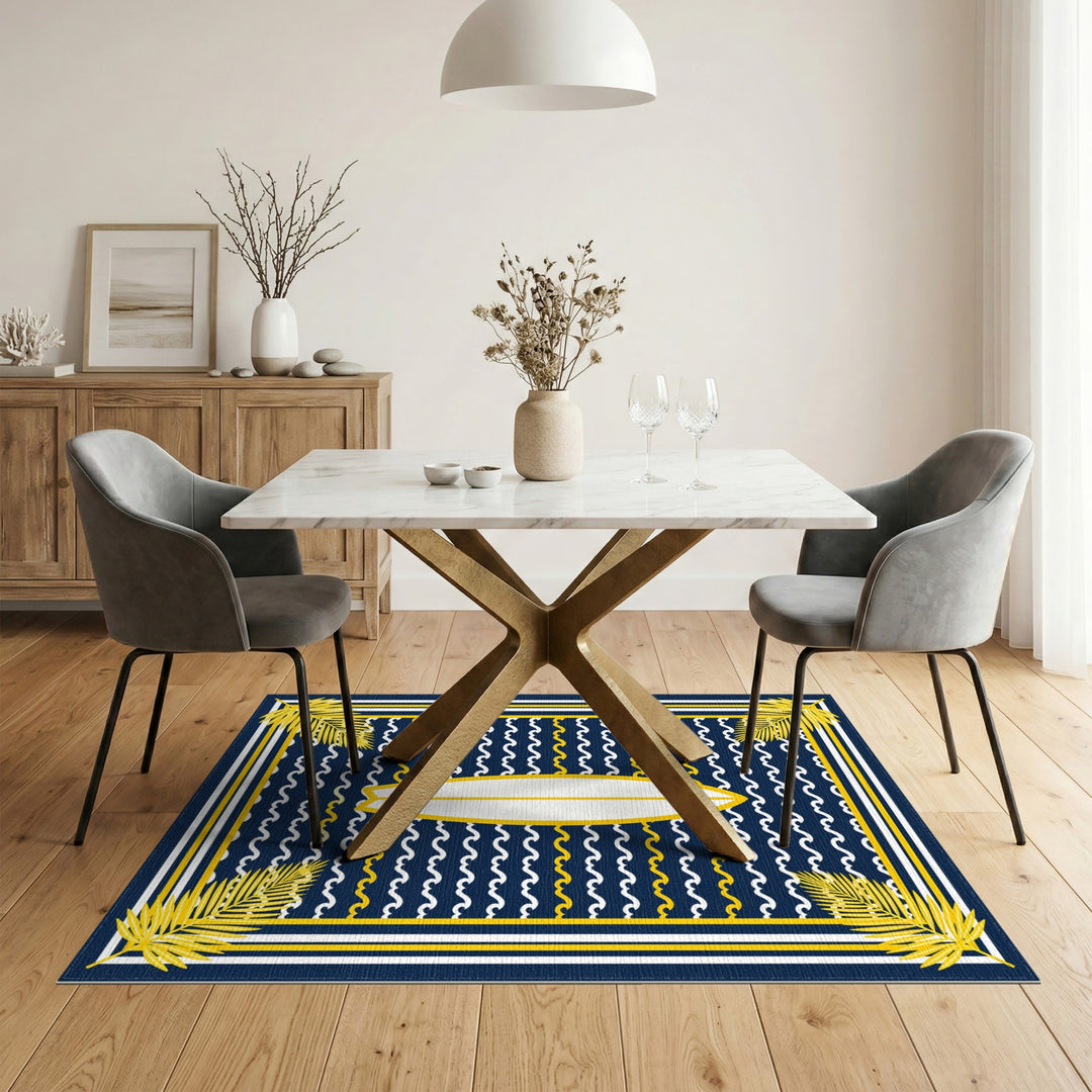 Coastal Surfboard Navy Area Rug