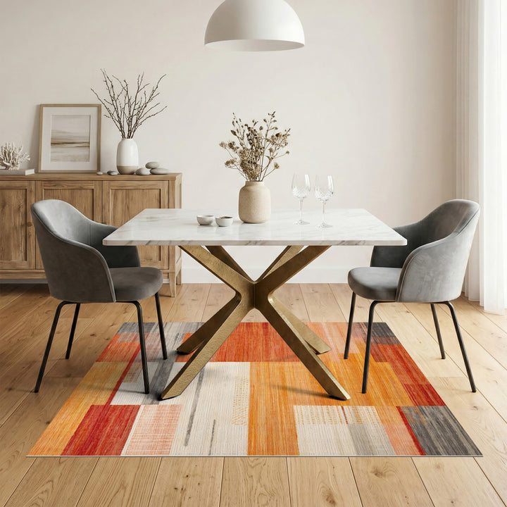 Abstract Area Orange Abstract Geometric Area Rug