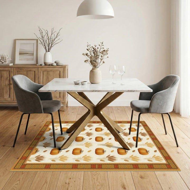 Pumpkin Harvest Rustic Area Rug