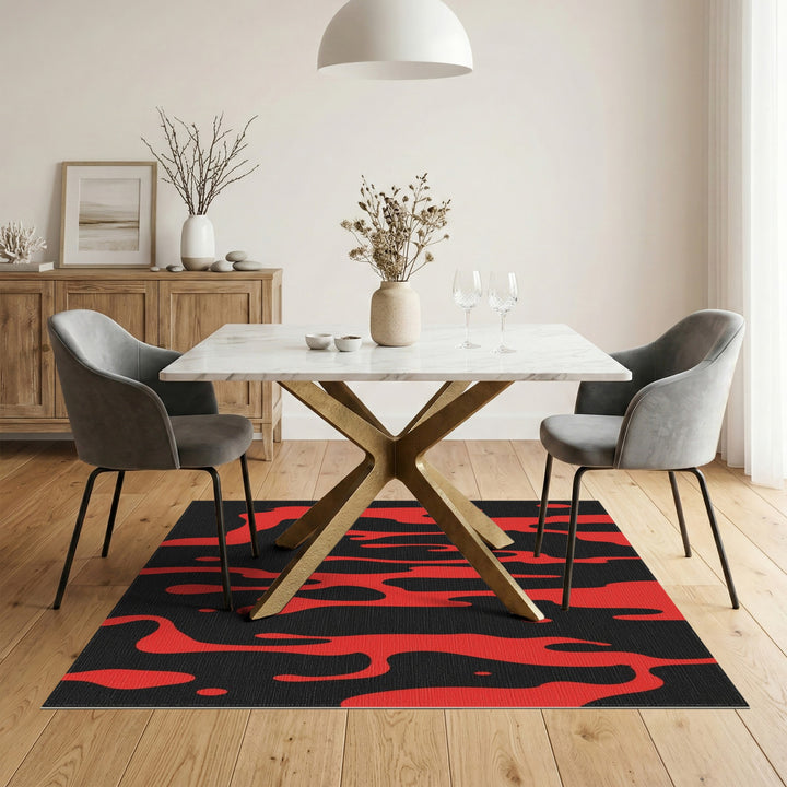Red Abstract Drip Area Rug