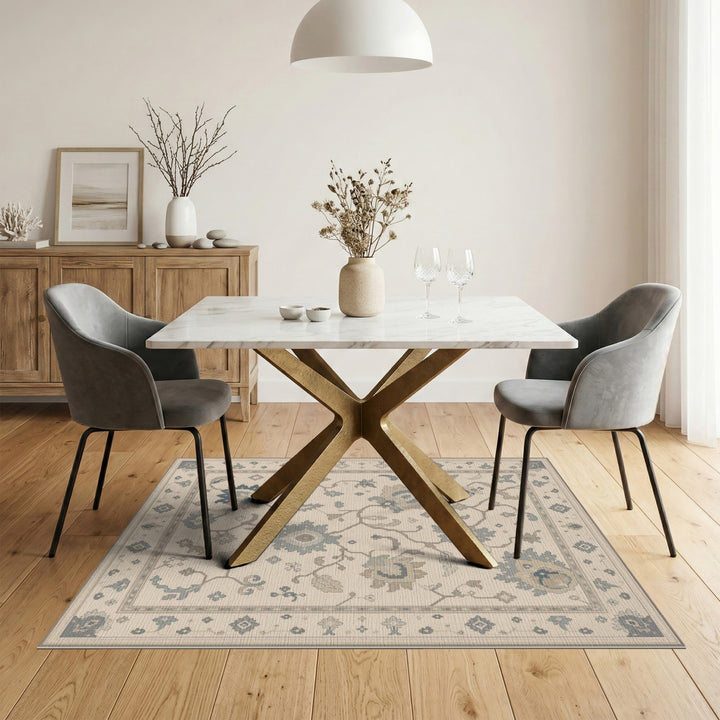 Beige Vintage Floral Vintage Area Rug