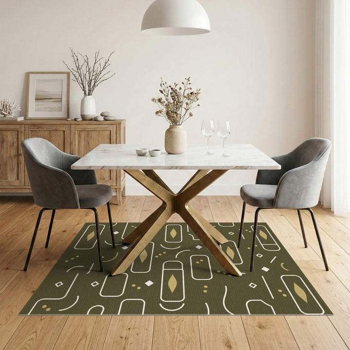 Green Geometric Modern Area Rug