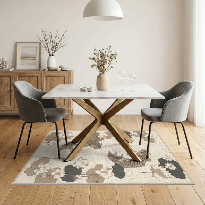 Beige Koi Lotus Area Rug