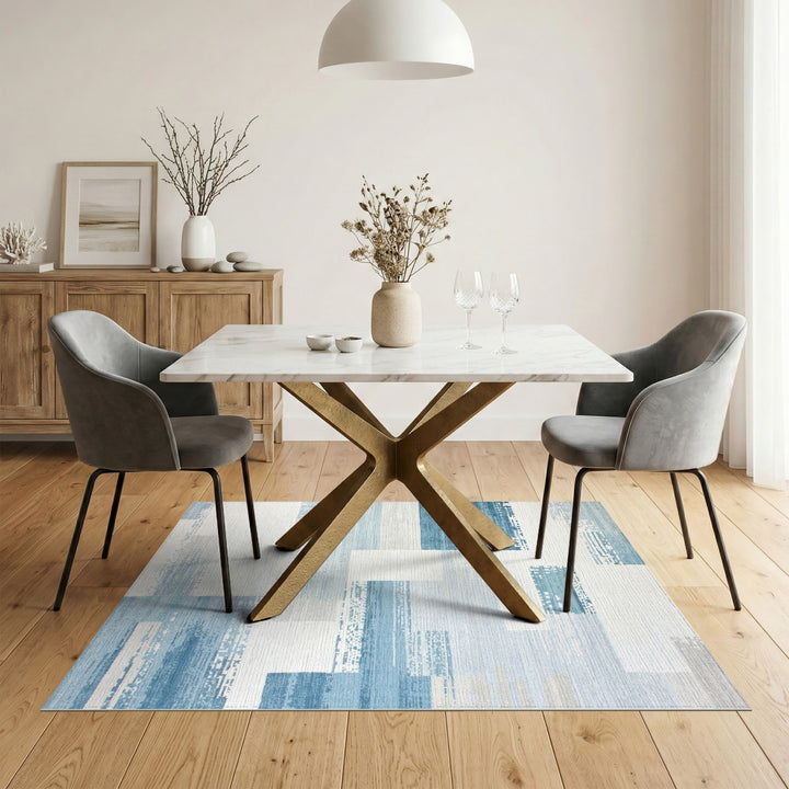 Blue Geometric Modern Area Rug