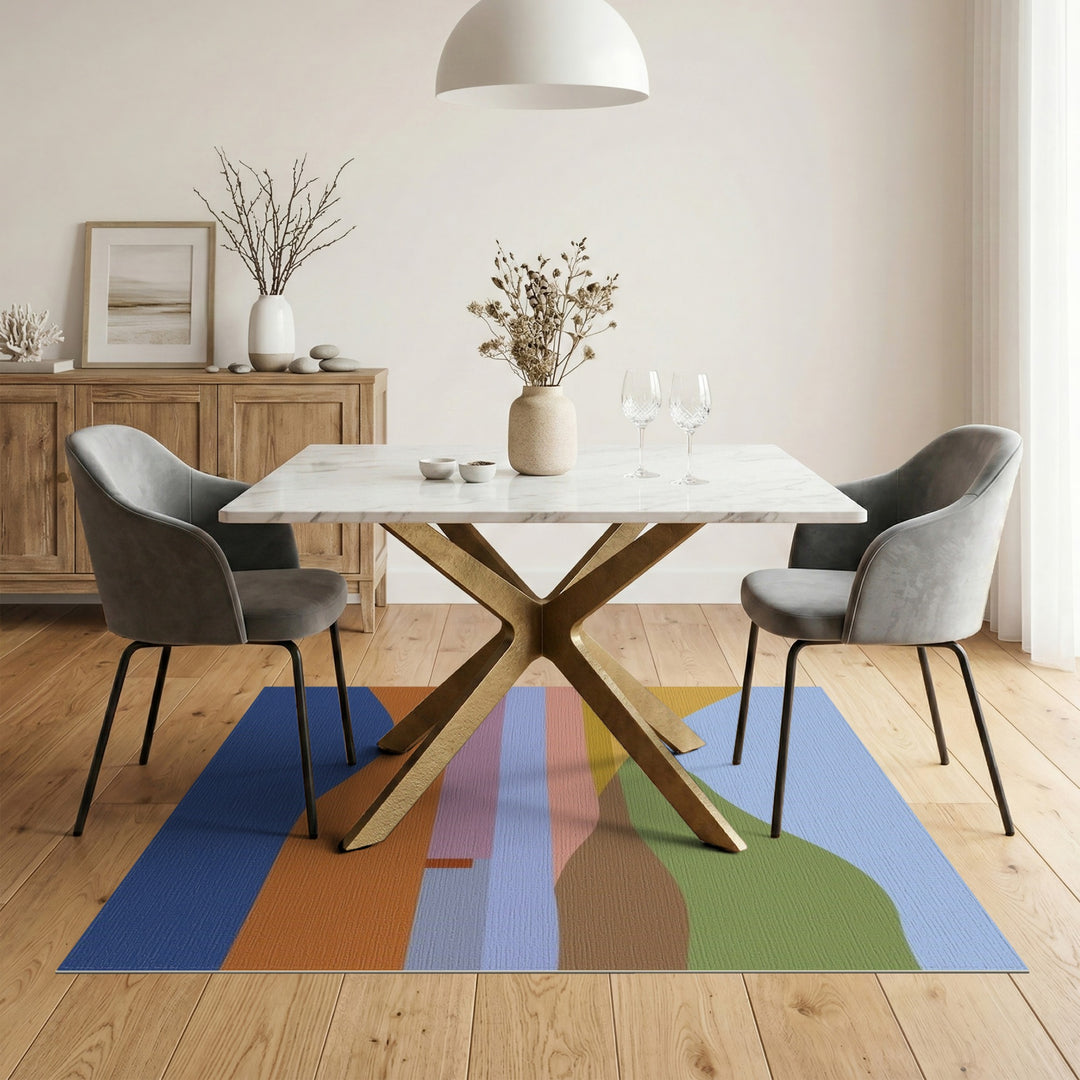 Abstract Landscape Area Rug in Earth Tones