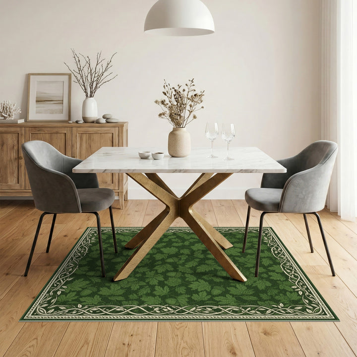 Green Oak Leaf Acorn Area Rug