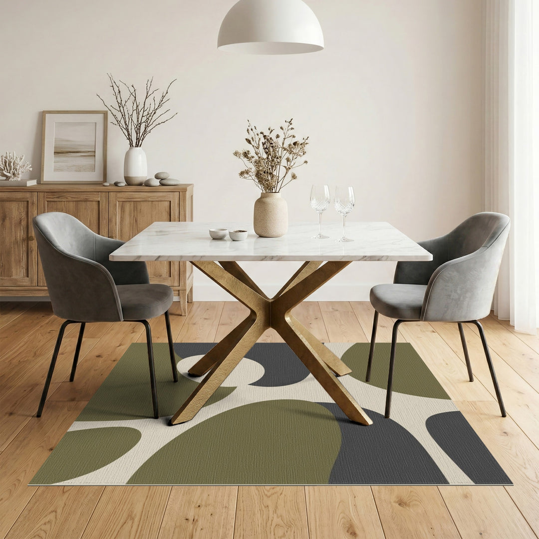 Green Organic Abstract Area Rug