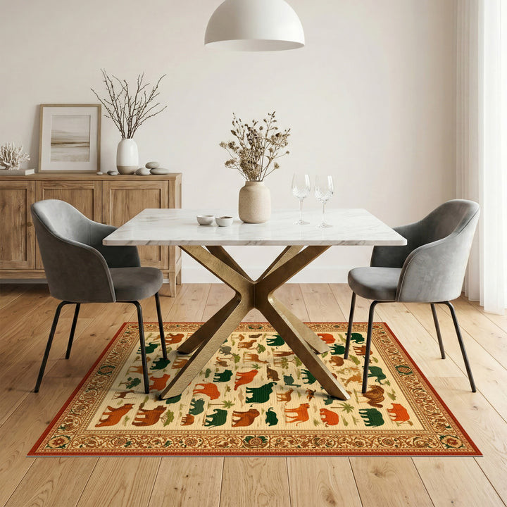 Heritage Tribal Safari Animals Area Rug
