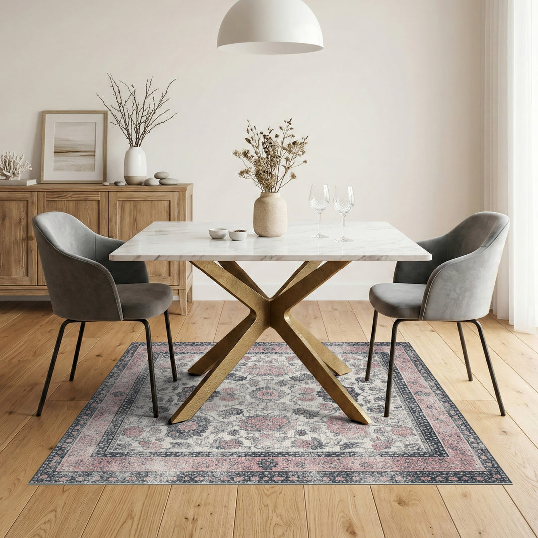 Pink Floral Vintage Area Rug