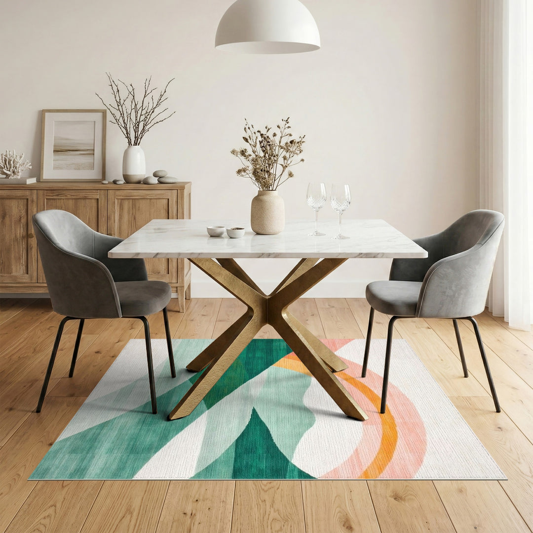Multi-color and Patterns Geometric Arch Multi-Color Area Rug