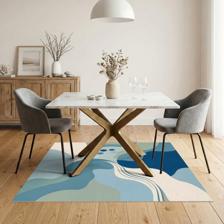 Abstract Area Blue Teal Abstract Flow Area Rug